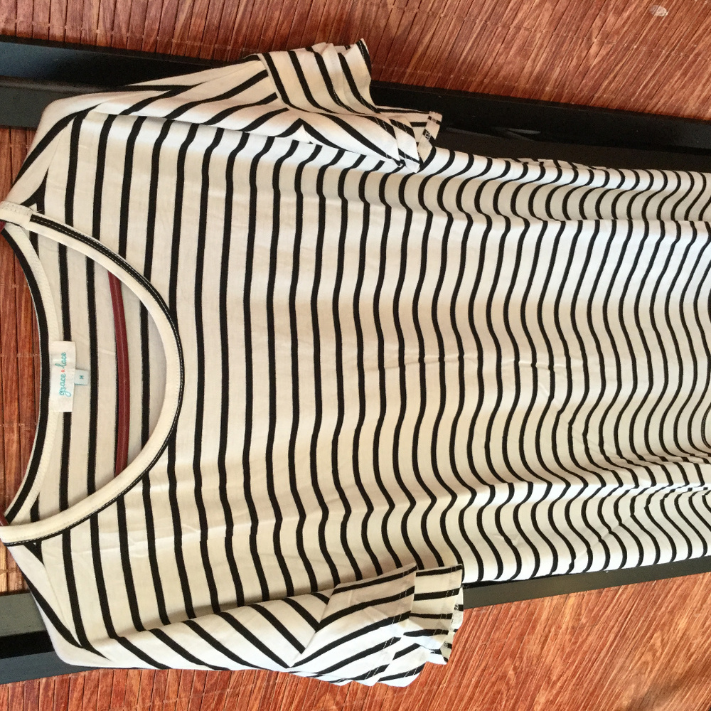 White Striped Top Size Medium